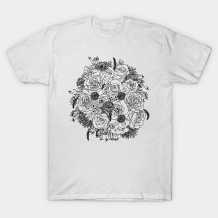 June Birth Month Flower Bouquet Drawing T-Shirt